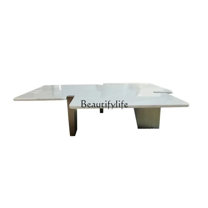 

Z.-*Italian light luxury natural marble special-shaped luxury stone coffee table Nordic modern simple tea table