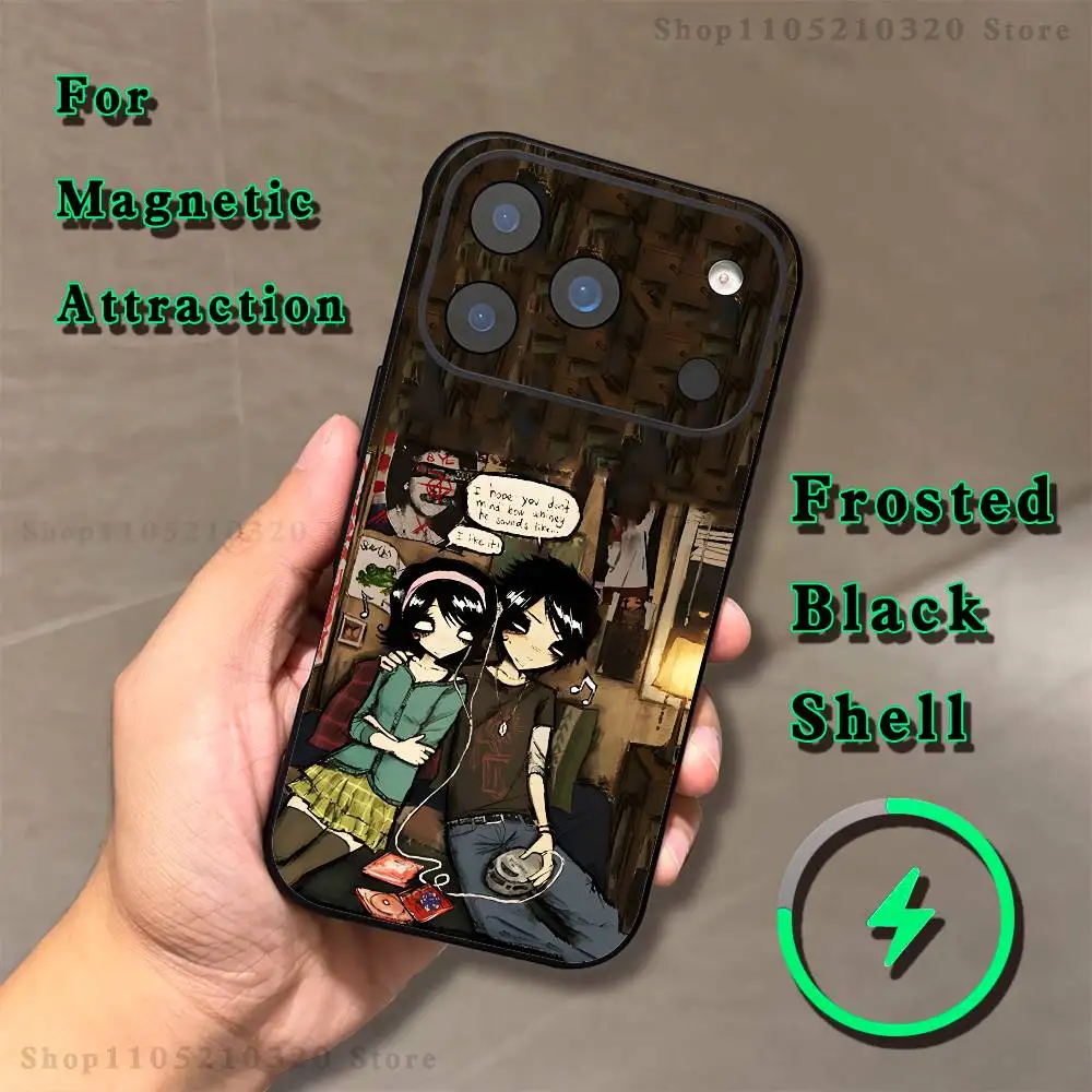 Love Black And Cute Emo Goth Phone Case For iPhone 17,16,15,14,13,12,X,XS,Pro,Max,Plus,E,Air,Mini with Magnetic Frosted Clear - view 2