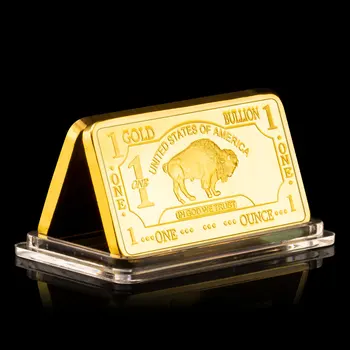 United States of America Buffalo Gold Bar Collectible Golden Plated Souvenir Collection Gift Commemorative Coin