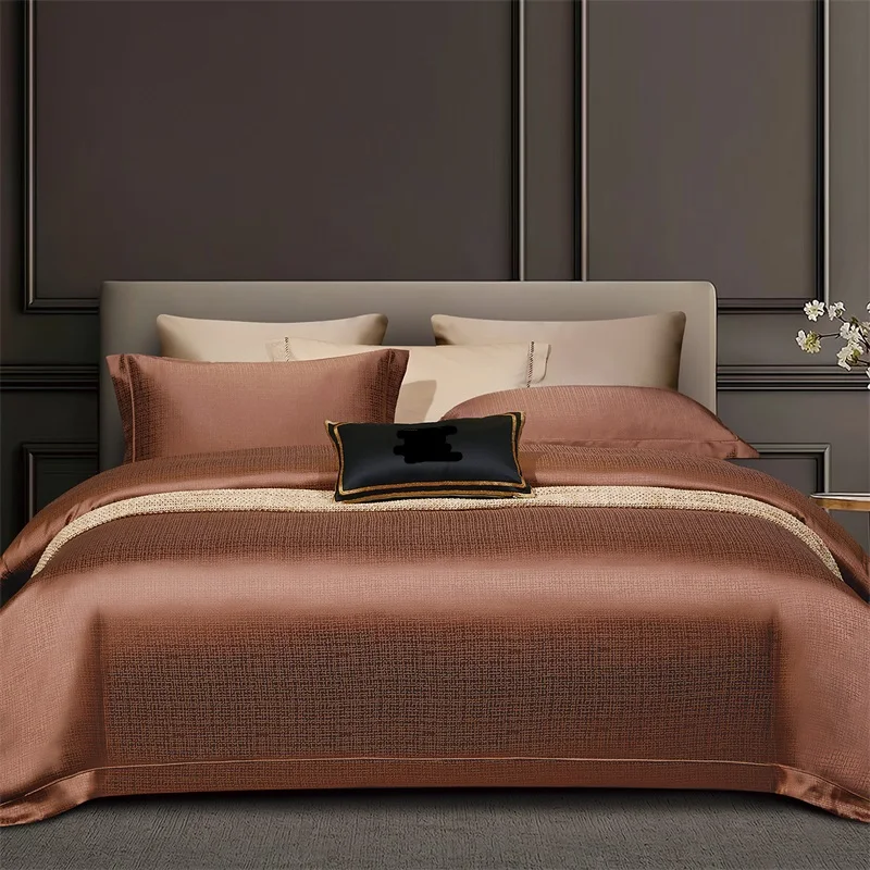 Luxury 100S Egyptian Cotton Jacquard Bedding Set Silky Satin Texture Duvet Cover Set Pillowcases Hotel Grade Soft Bed Linen 4Pcs