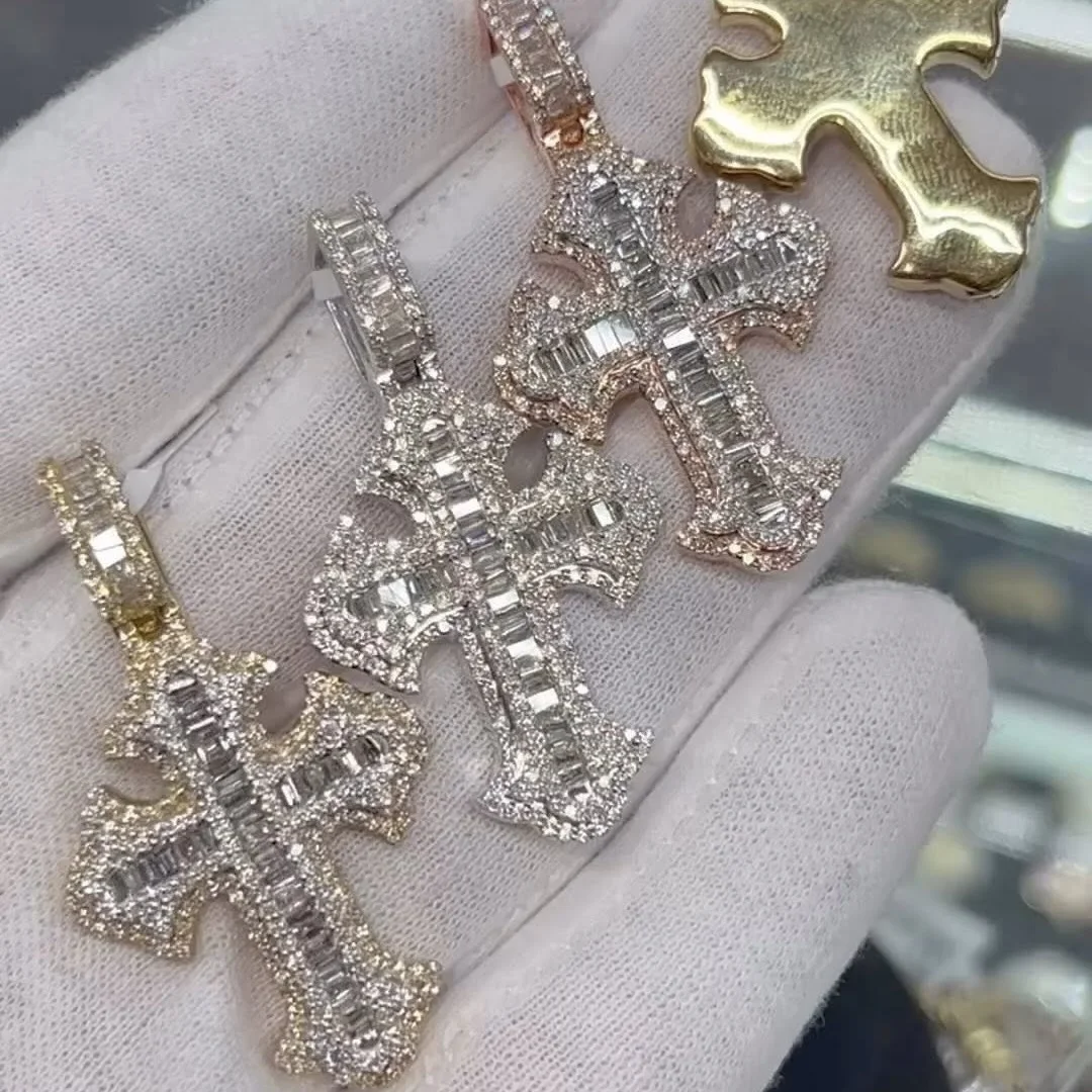 2026 New Hip Hop Bling Cross Pendant Necklaces Full Paved Iced Out Cubic Zirconia for Men Fashion Rock Jewelry