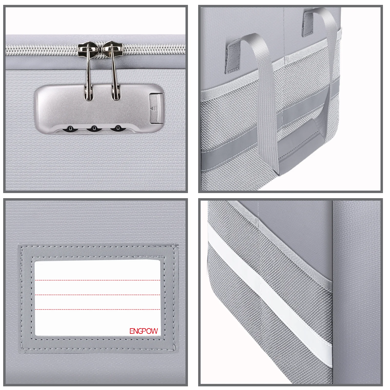 Silver Fireproof File Organizer Waterproof Home Important Items Storage Box with Combination Lock Safe