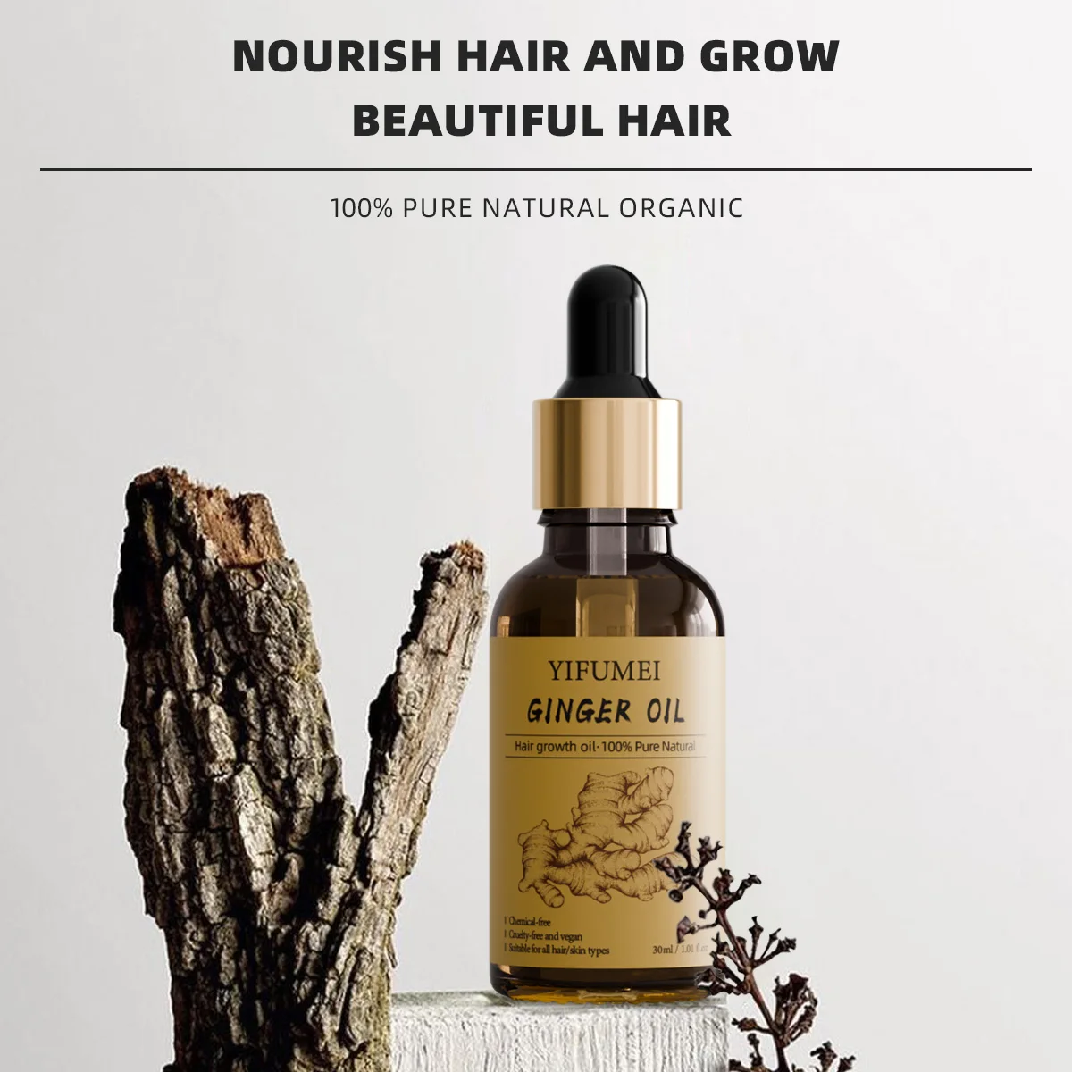 

Ginger Hair Growth Oil 100% Pure Natural Prevent Baldness Hair Loss Fast Growing Anti DandruffNourish Dry Damaged Rosemary Oil