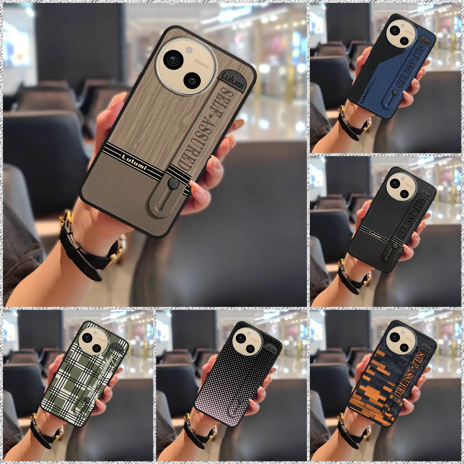 Phone Holder Durable Phone Case For Sharp Aquos sense9/SHG14/SH-53E Silicone protective Anti-dust geometry Wrist Strap