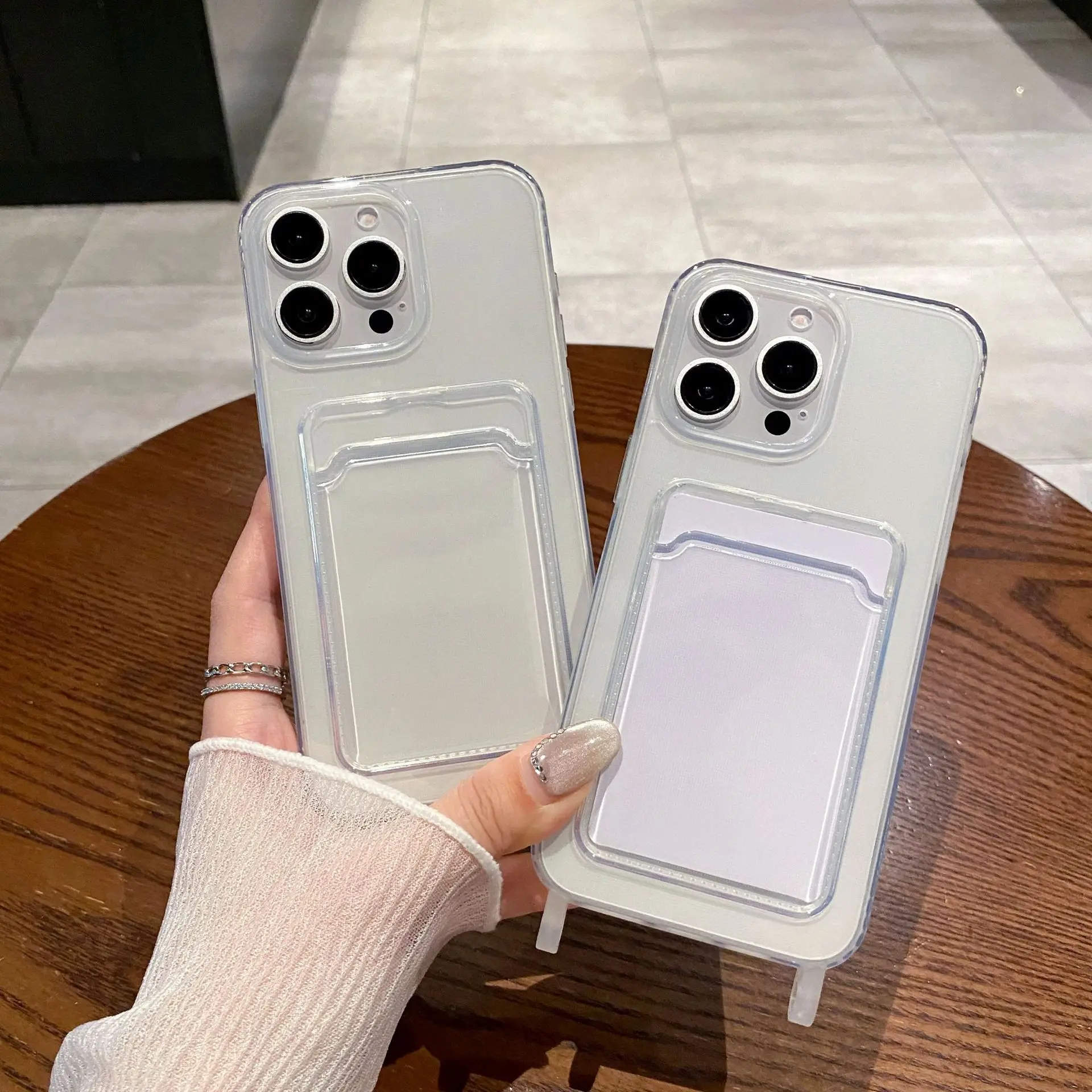 

Прозрачный чехол для телефона с картой для Iphone 11, 12, 13, 14, 15, 16, PRO MAX, защитный чехол с задним карманом для карты, противоударный чехол