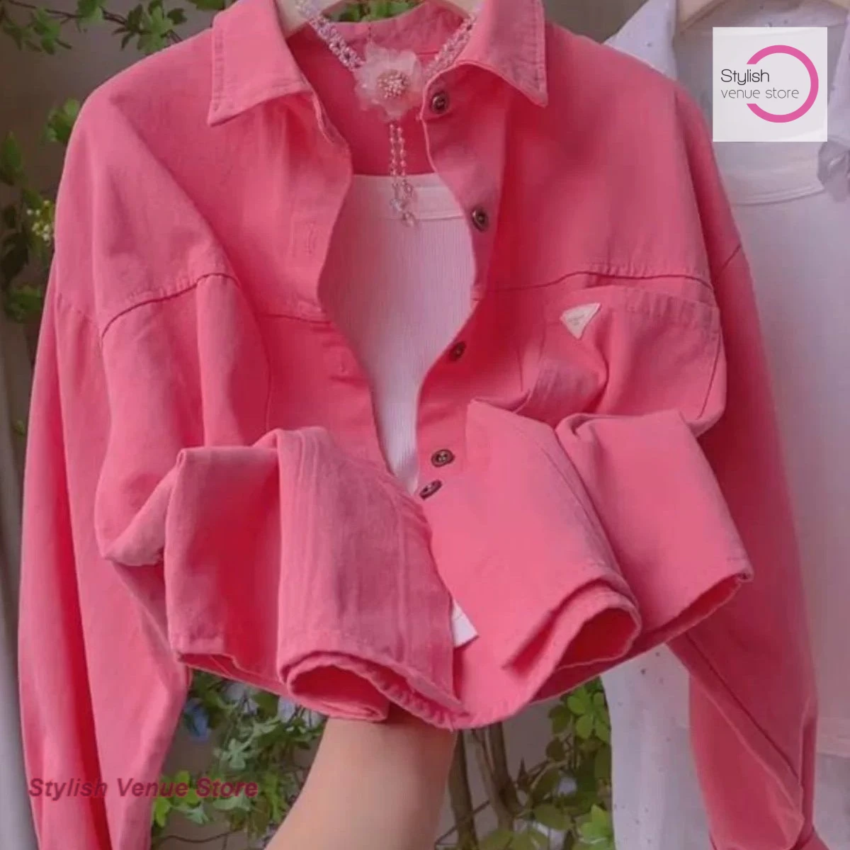 

Korean candy-colored sweet little Polo collar shirt women's spring and autumn new fashion loose casual shirt jacket short coat