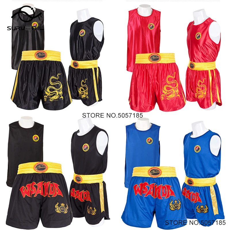 

Boxing Shorts Sleeveless Shirt Set Men Women Kids Boxing Shorts Sanda Wushu MMA Martial Arts Clothing Fight Kickboxing Shorts