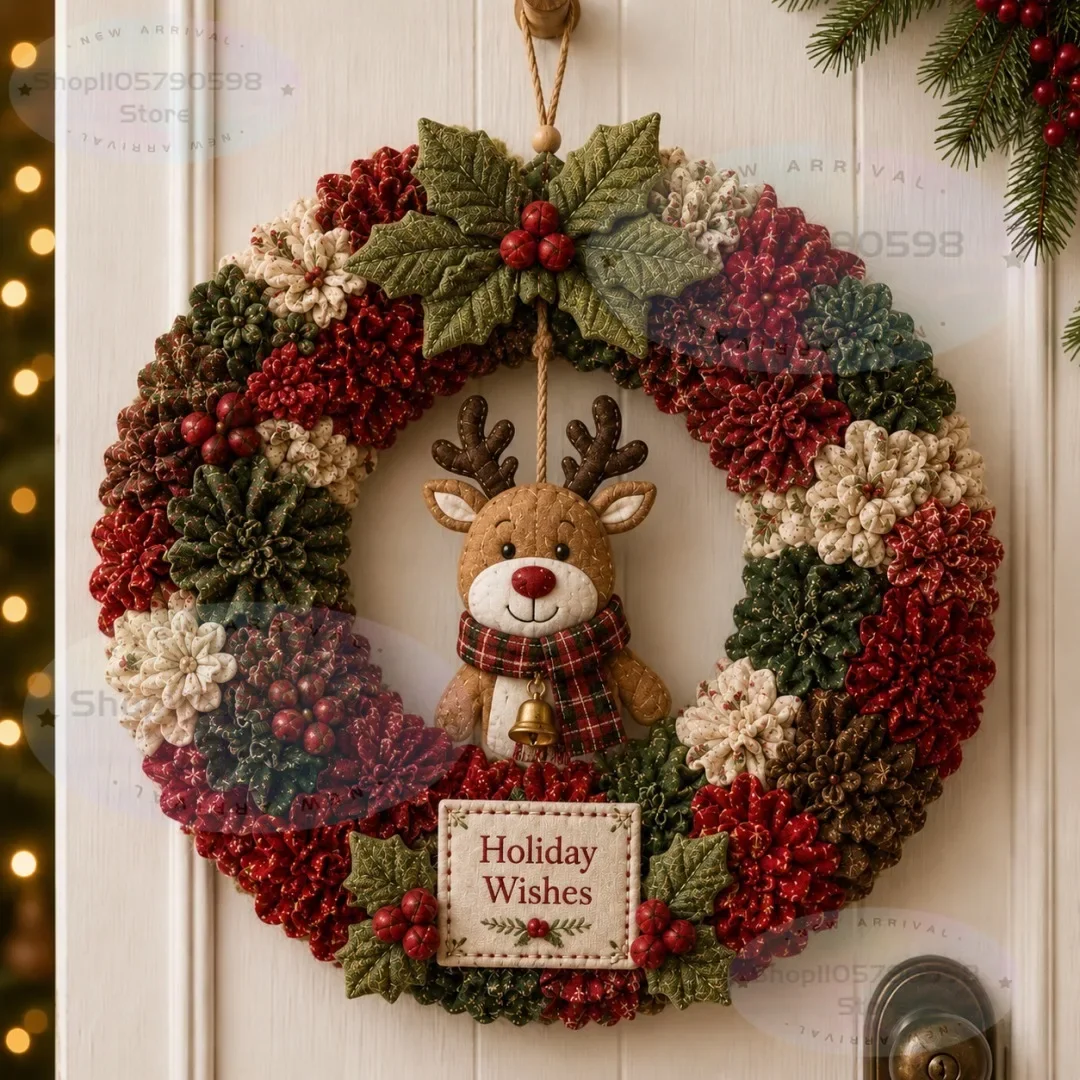 2026 3D Fabric Poke Wreath DIY Kit, Christmas Wreath DIY Kit for Adults,3D Fabric Poke Art Craft Kit,Holiday Wreath Making Kit view 5