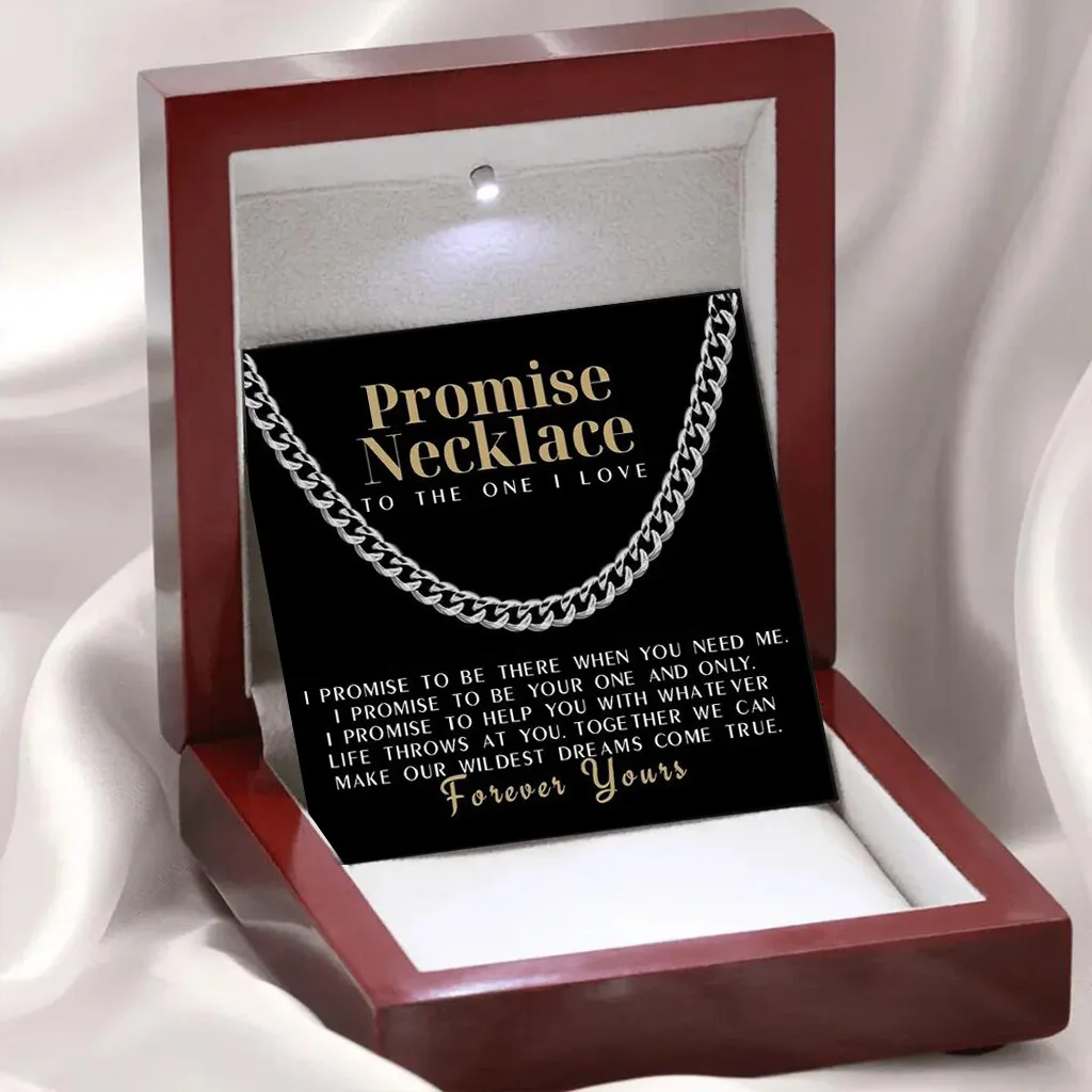 Promise Cuban Chain Necklace for Men, 7mm Thick, Sentimental Gift for Husband,Boyfriend BF Gifts for Valnetine Gifts for Him