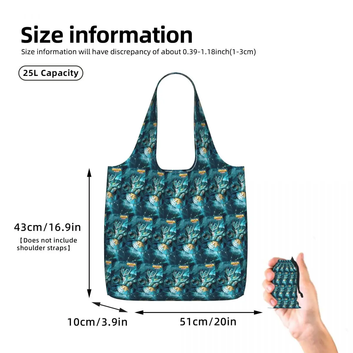 Anime Knights Of The Zodiac Dragon Shiryu Shopping Tote Bag Canvas Large Capacity Shoulder Bags Shopper Grocery Handbag