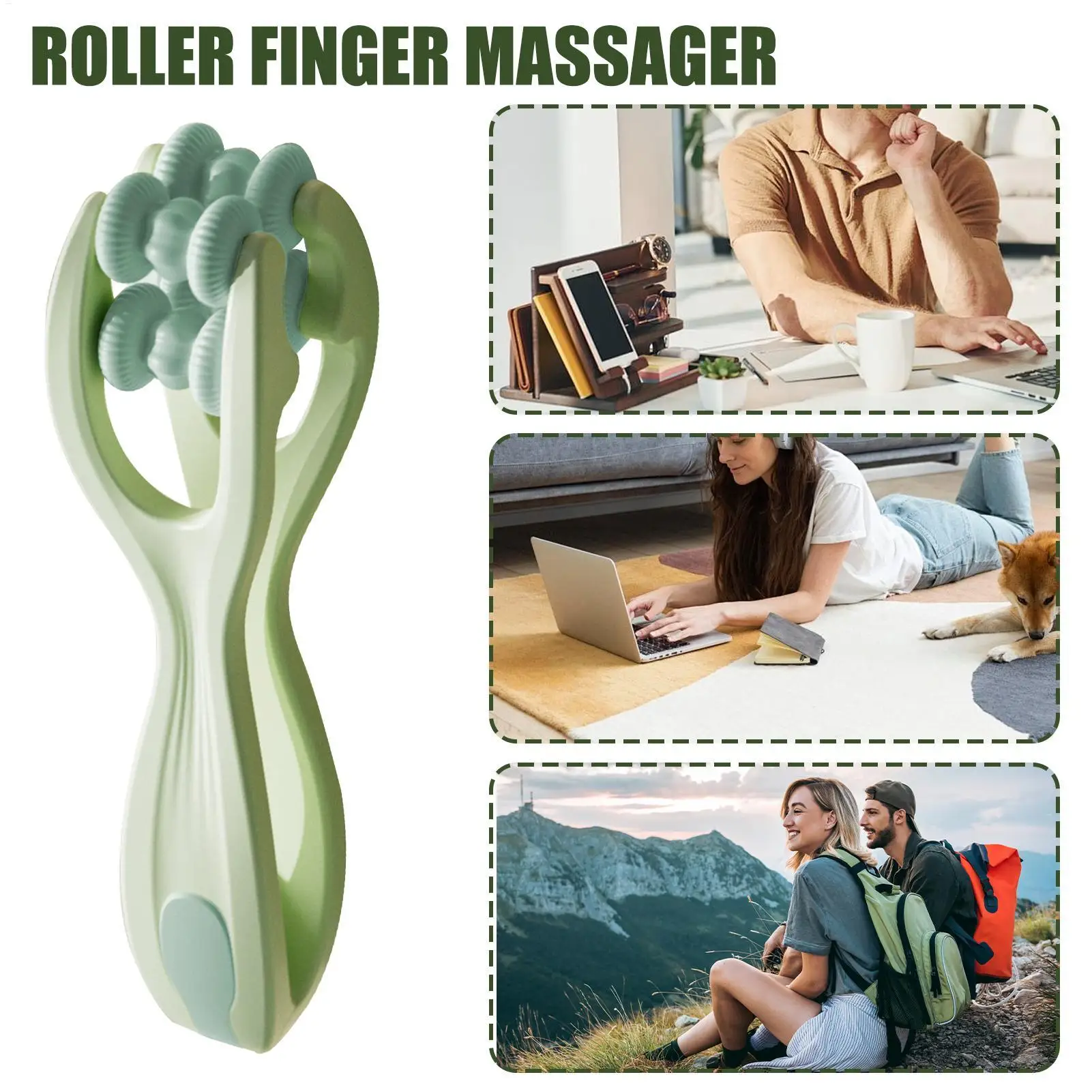 Double Roller Hand Acupuncture Points Finger Joint Hand Massager Handheld Relieve Finger Fatigue Relieve Blood Circulation
