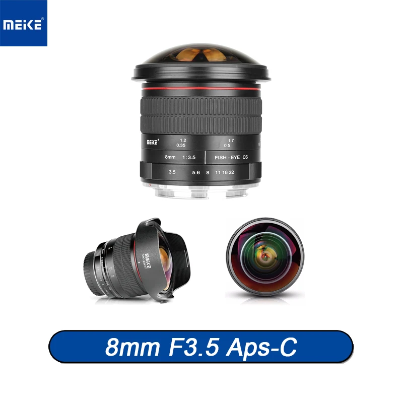 MEKE 8mm F3.5 Ultra Wide Fisheye Lens for  Canon EOS EF /Nikon F-Mount Cameras with APS-C/Full Frame