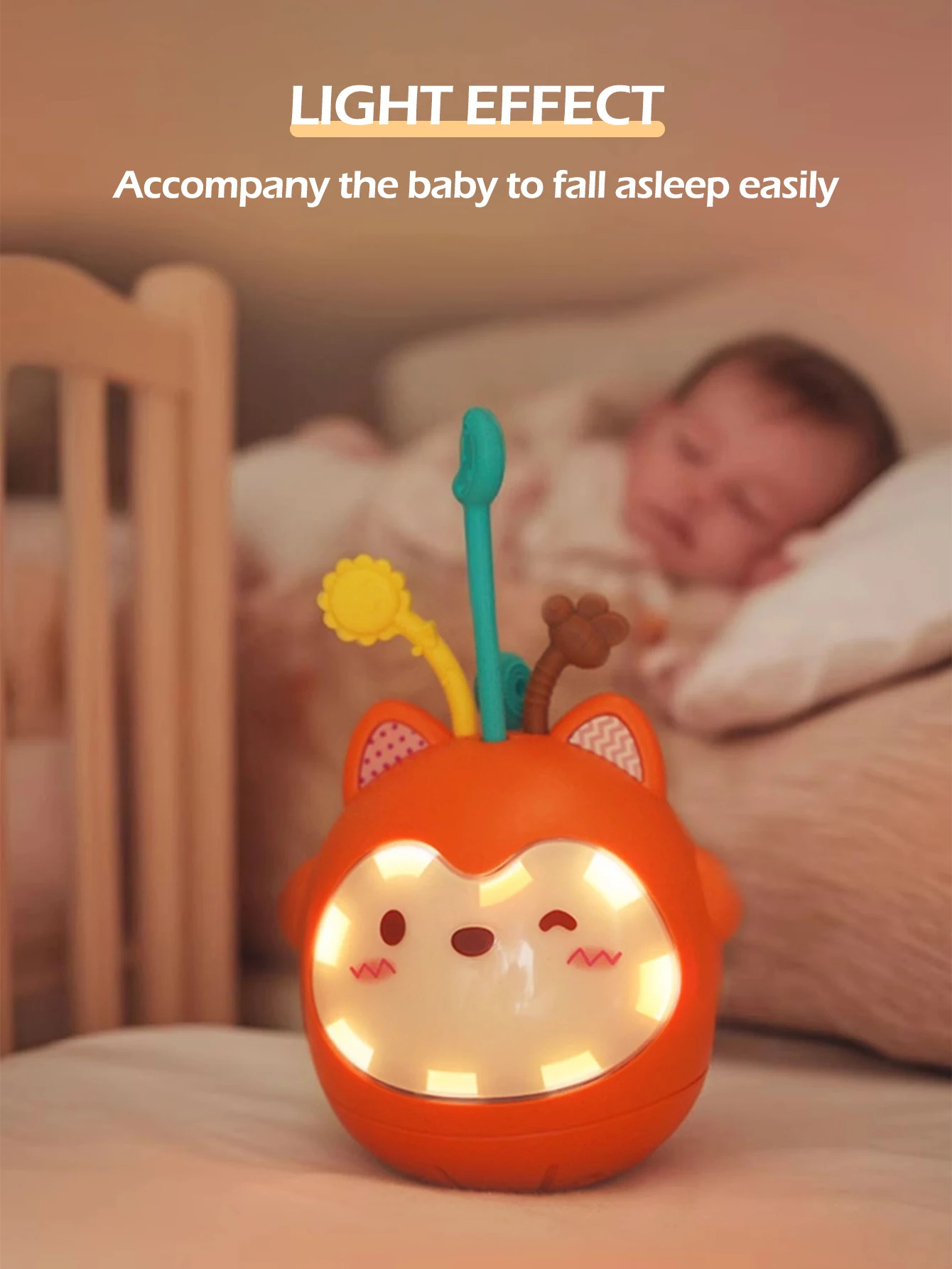 

1pc little fox bumbler baby to learn crawling and head up training baby teether toy with sound light Christmas gift