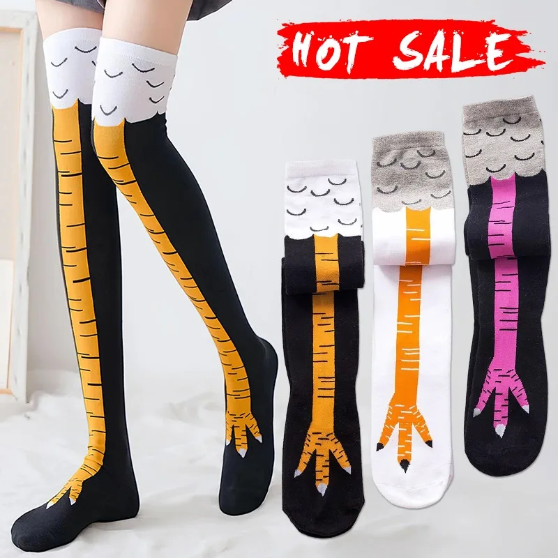 Funny Chicken Feet Long Socks Personality Cute Thin Legs Thigh High Stockings Women Knee High Socks Hot Sale