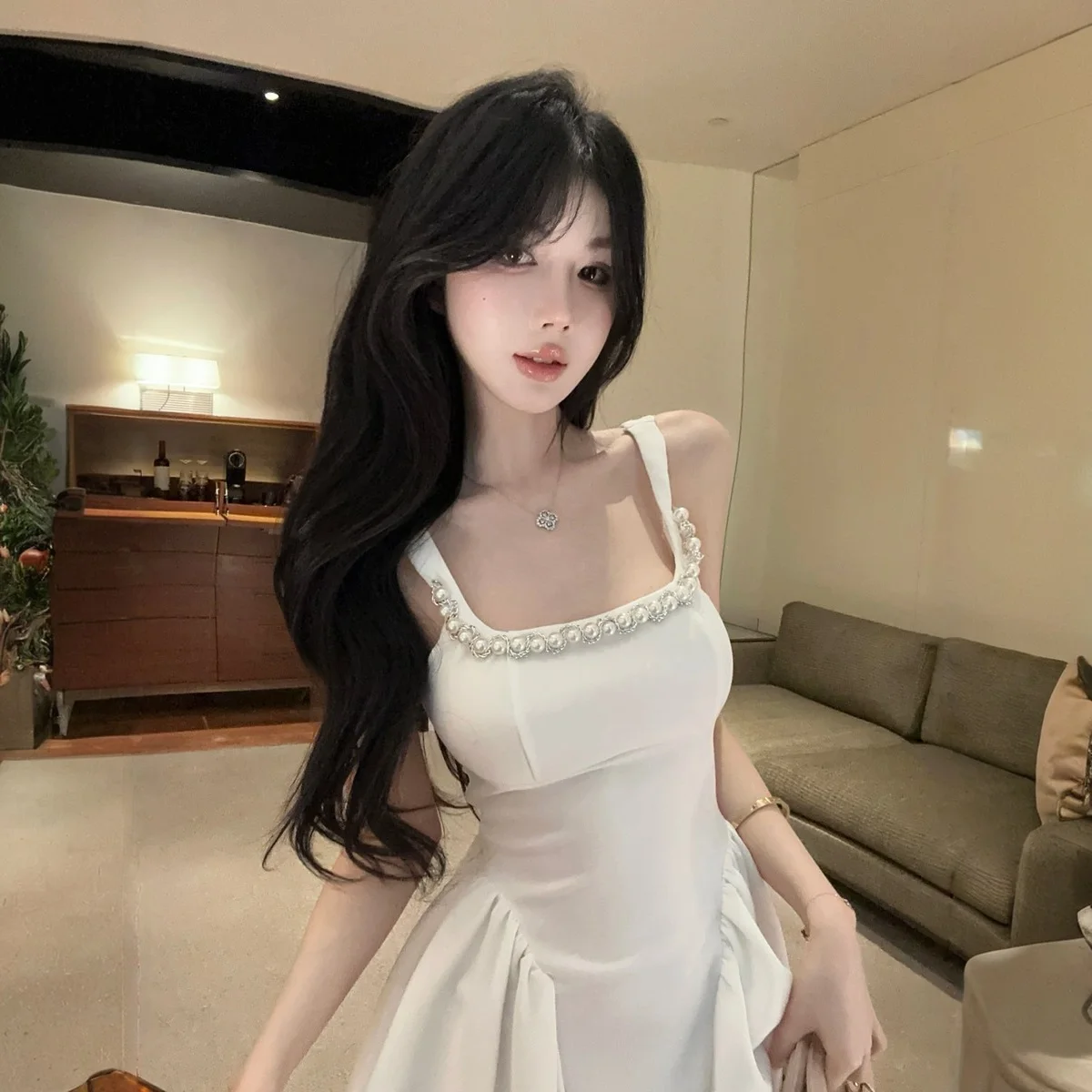 Summer French Fashion High-end Mini Evening Gown Women's Beaded Backless Bowknot Camisole Party Dress Sexy Elegant Chic Dress