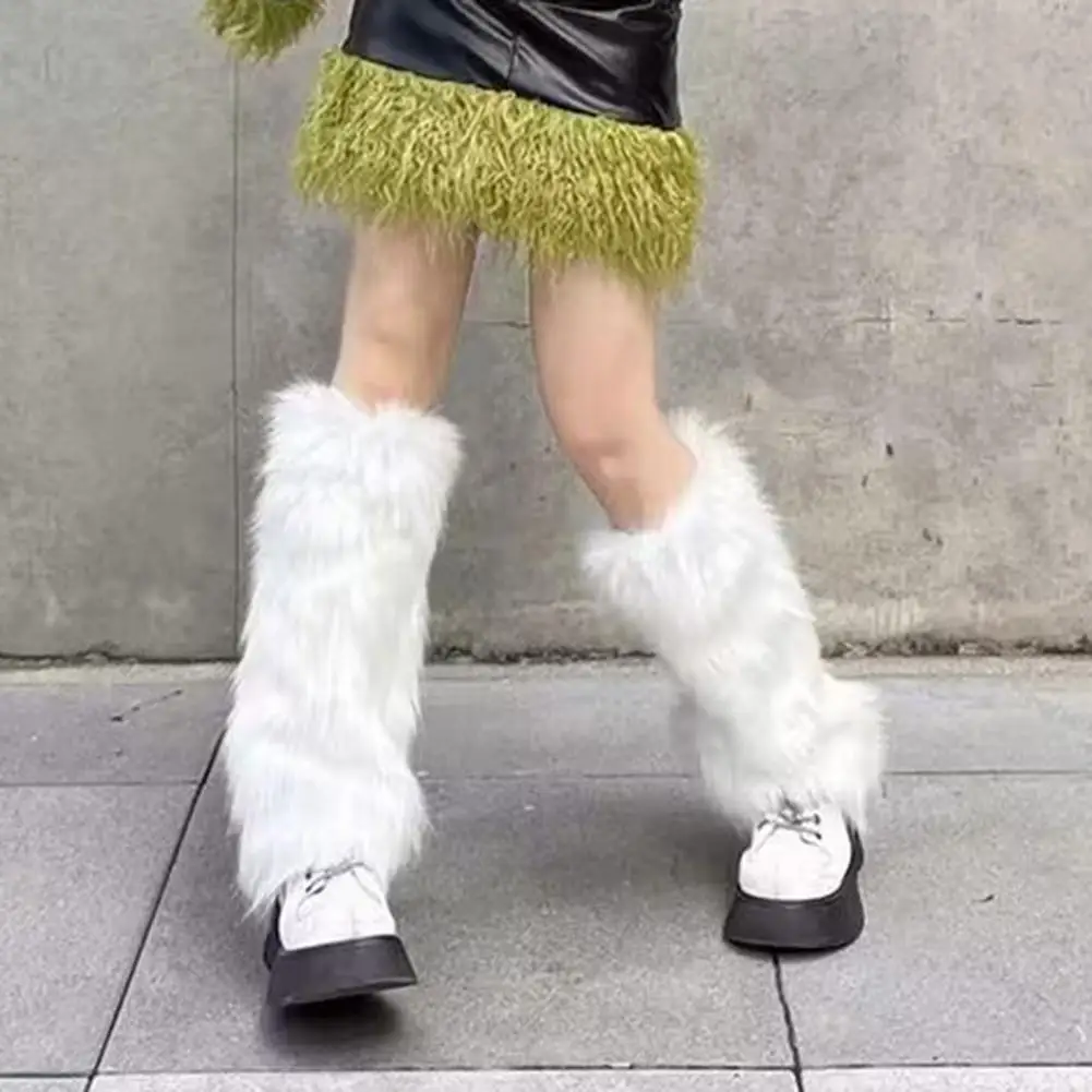 

Vintage Faux Fur Leg Warmers Hot Girl Harajuku Winter Warm Boots Cover Socks Jk Punk Hiphop Cosplay Accessories