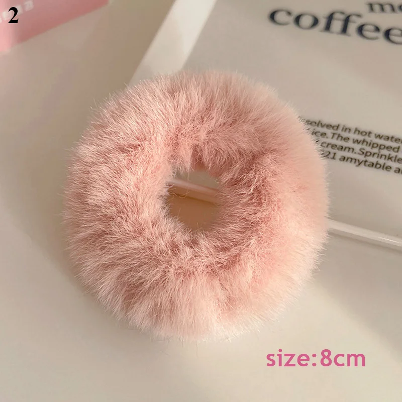 Vintage Plush Knitting  Elastic Hair Bands Women Scrunchie Rubber Band Ponytail Hold Pink Headwear Hair Clip Hair Accessories