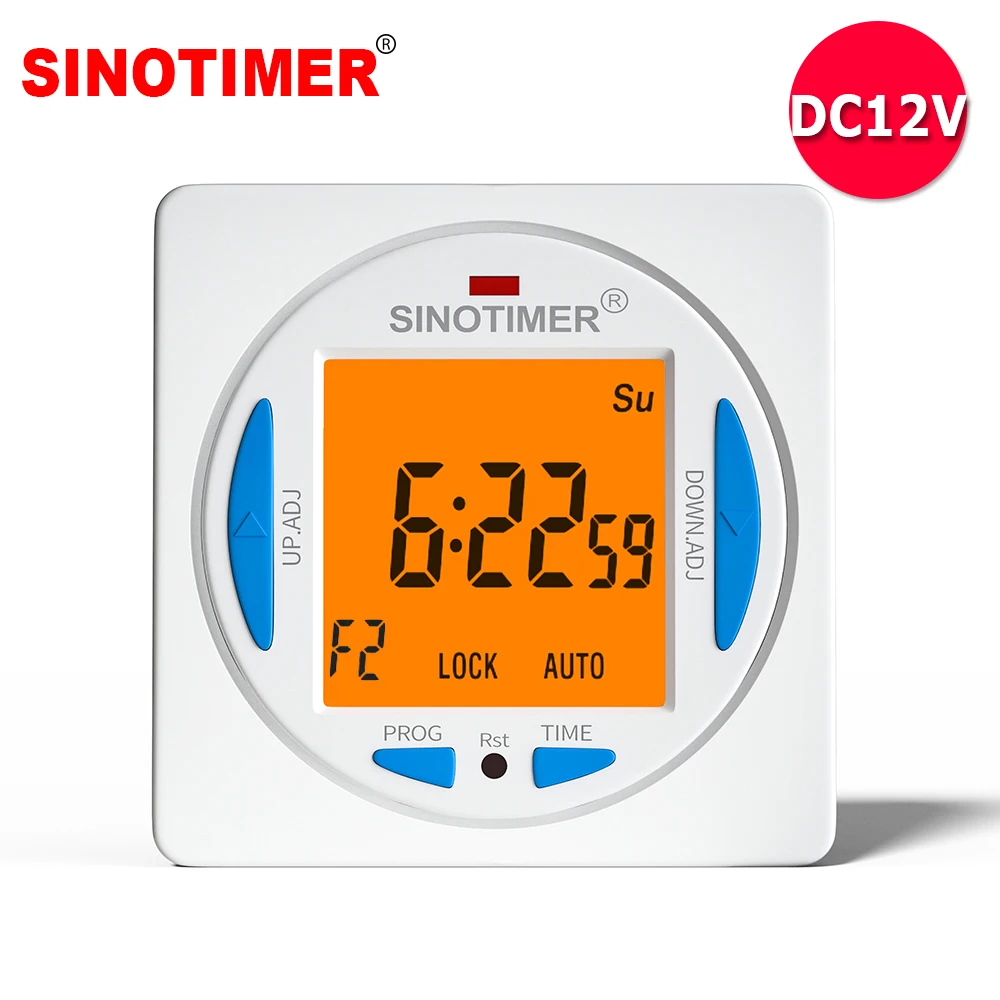 DC12V 2 Channels Independent Controls 7 Days Programmable 24hrs Timer Switch with Two Relay Outputs 1 Second Intervals