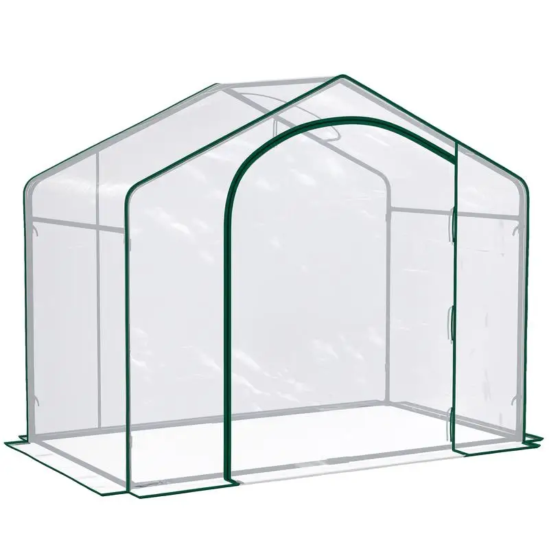 

6' x 3' x 5' Portable Walk-in Greenhouse, Plastic Cover, Steel Frame Garden Hot House, Zipper Door, Top Vent for Flowers, Vegetables, Saplings, Tropical Plants, Clear