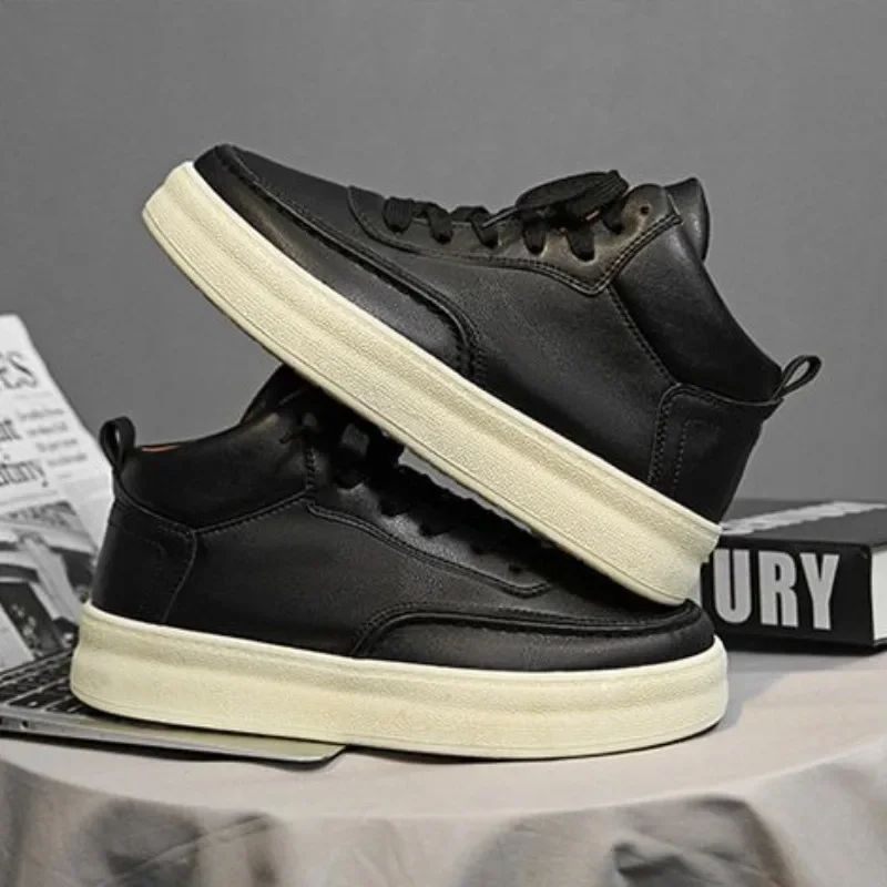 

Дышащие туфли из мягкой кожи с защитой от запаха, весенне-осенние туфли со средним верхом и толстой подошвой, белые, на шнуровке, молодежные, студенческие, повседневные, модные