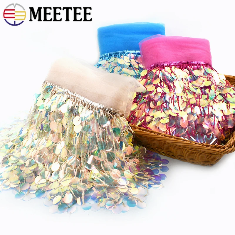 Garniture en dentelle à paillettes, 3/9Yards, 17cm, franges perlées, vêtements, robes, garnitures décoratives, frange, accessoires de couture, bricolage