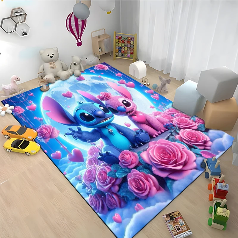 Disney Fashion Lilo Stitch Kids Non-slip Large Area Rug 3D Carpet for Home Living Room the Baby Bedroom Sofa Doormat Decor Gift