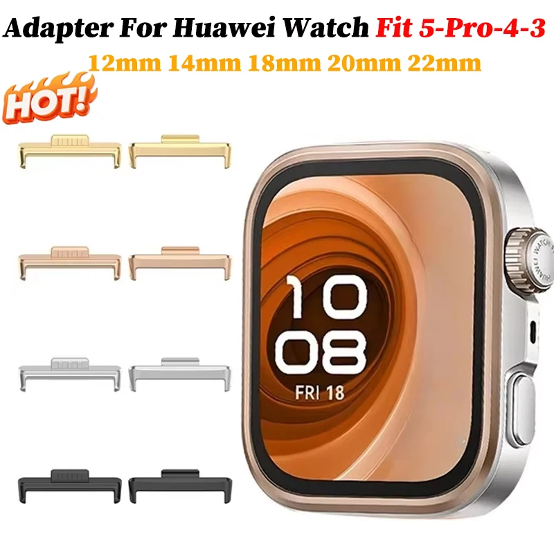 12 14mm 18 20 22mm Adapter For Huawei Watch Fit 5/Pro 4 3 Strap Connector Bracelet Metal Stainless Steel Band Width Accessories