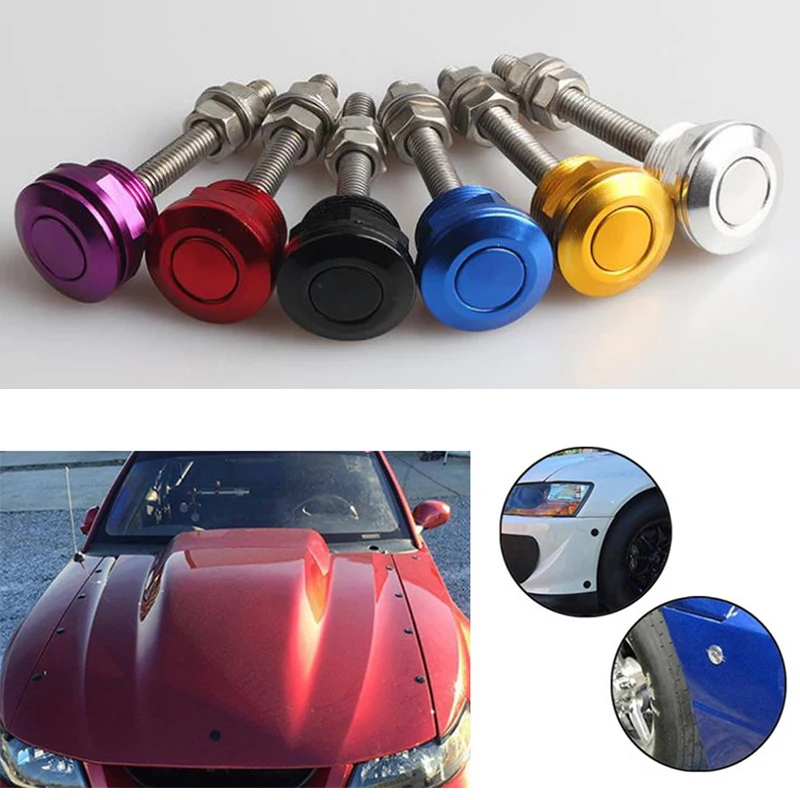 22mm Car Universal Push Button Bonnet Hood Pin Lock Clip Kit Universal Car Quick Release Latch Hoods Exterior Parts Accessories