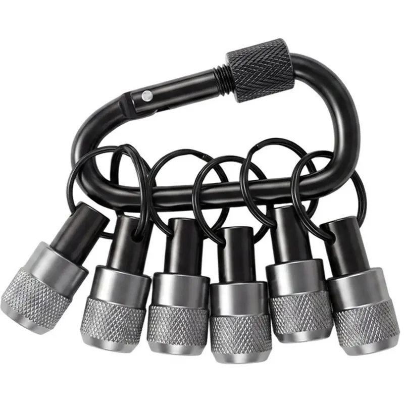 A53M-Carabiner Bit Holder Keychain Set, 6Pcs 1/4