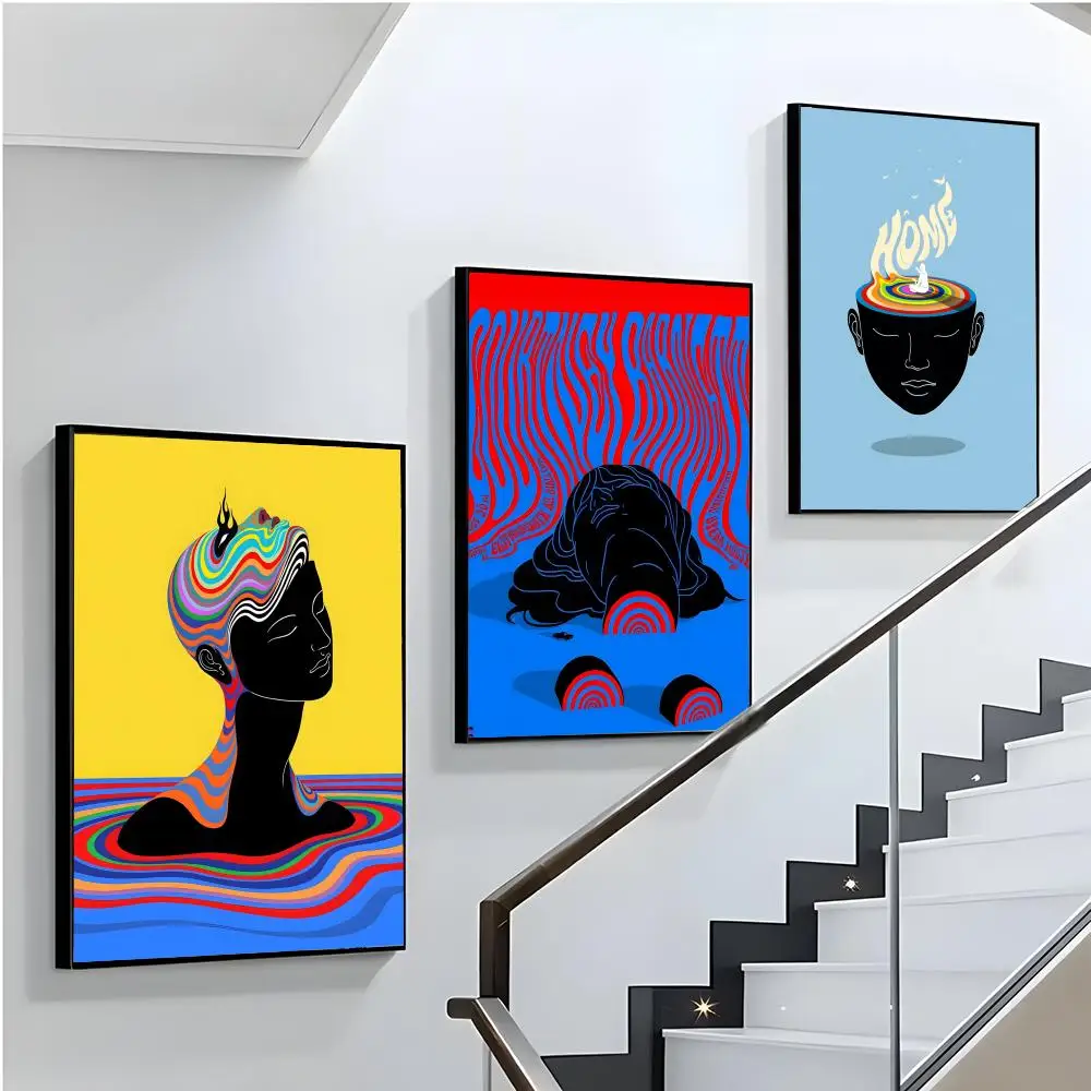 Interesantes líneas psicodélicas pintura caligrafía póster impresiones artísticas de pared para sala de estar dormitorio Oficina decoración del hogar regalo