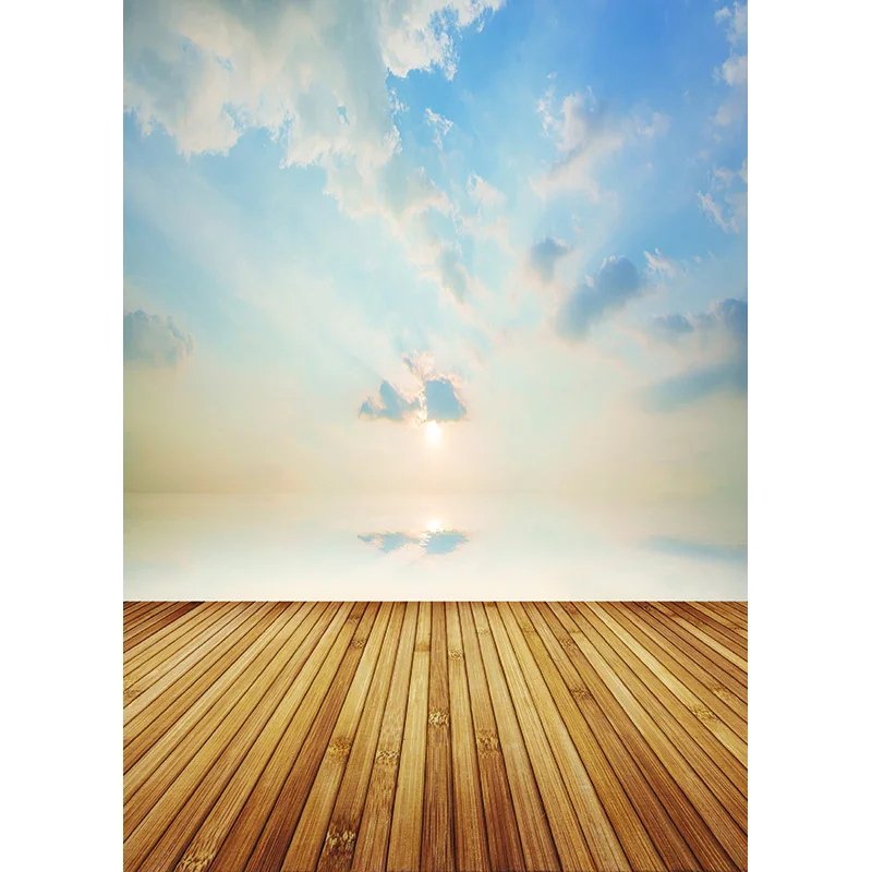 SHENGYONGBAO Spring Flower Forest Wooden Floor Backgrounds Sky Sea Baby Portrait Photo Backdrops Studio Props 211025 ZLSY-85