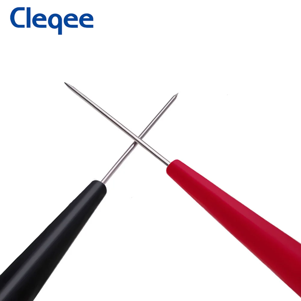 Cleqee P5007 2pcs Insulated Piercing Needle Non-destructive Multimeter Test Probes Red/Black 30V-60V  For 4mm Banana Plug