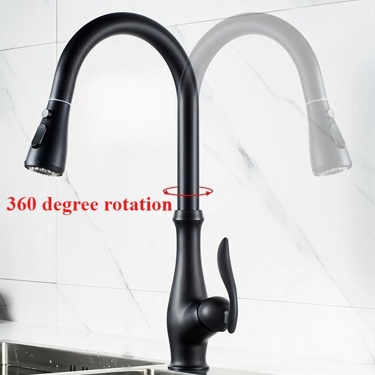 Black Kitchen Faucets Pull Out Kitchen Sink Mixer Tap Single Lever Water Mixer Tap Crane For Kitchen 360 Rotation Mixer