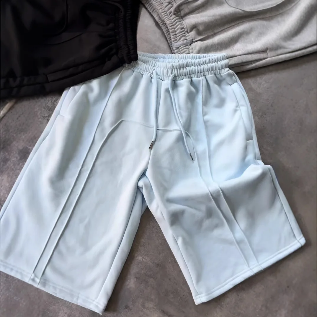 Men's Shorts Stretch rope tying wardrobe shorts Street fashion hip-hop loose straight casual shorts men