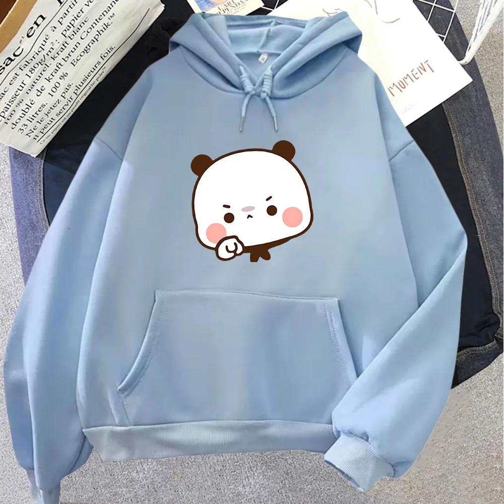 怒っているブブがあなたを指差している グラフィック パーカー 女の子 かわいいプリント スウェットシャツ キュートなパンダ カジュアル メンズ 冬用フリース レディース服