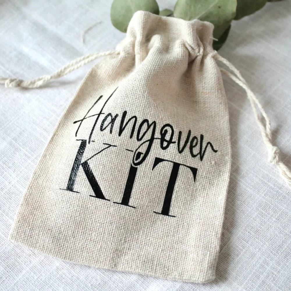 20 pcs Custom Jute bag Hangover Kit|Host gift|Jute bag|JuteBachelorette Party Bags--Wedding Favors-Survival Kit Bags