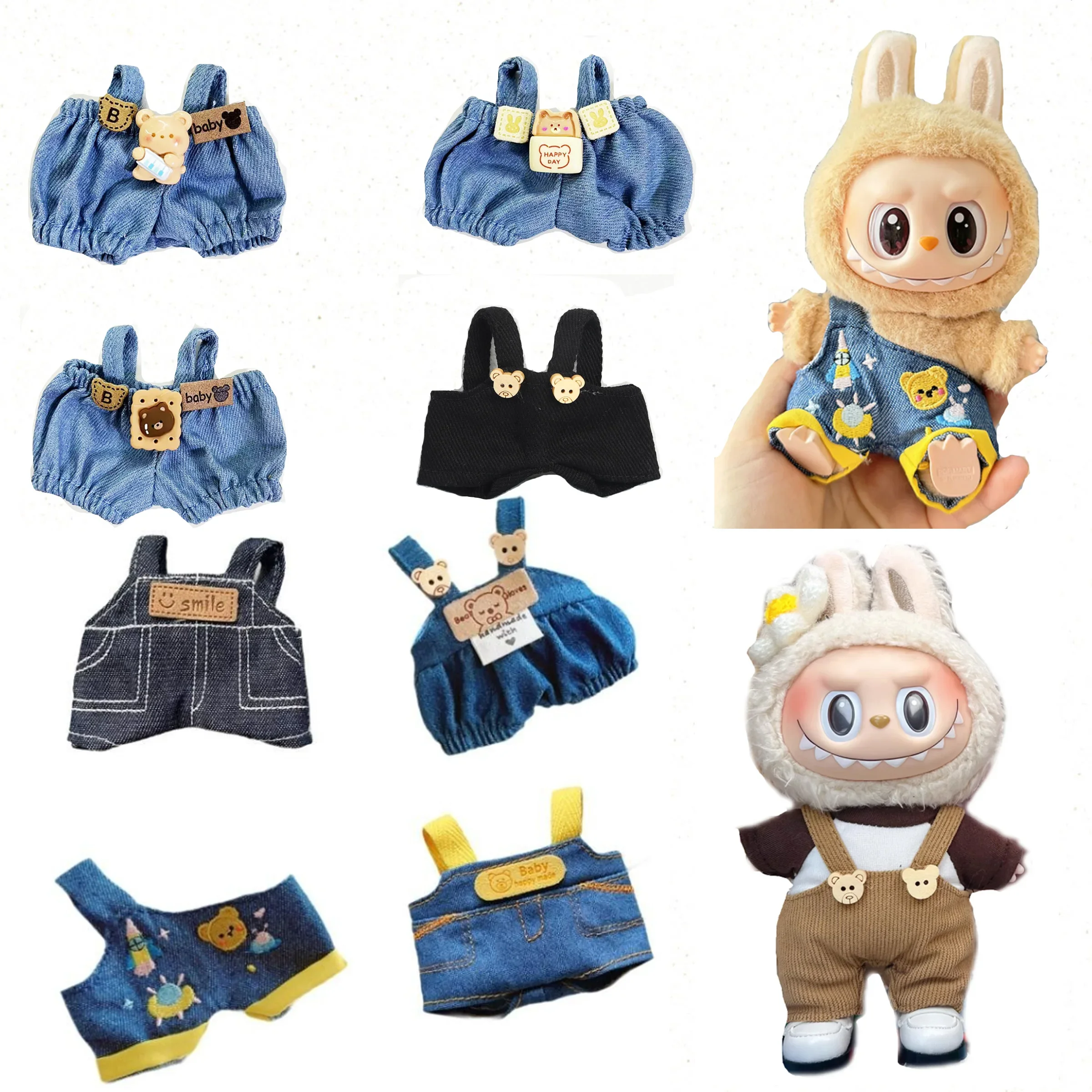 Mini Plush Doll'S Clothes Outfit Accessories For Korea Kpop Exo Labubu V1 V2 Idol overalls Clothing Gift