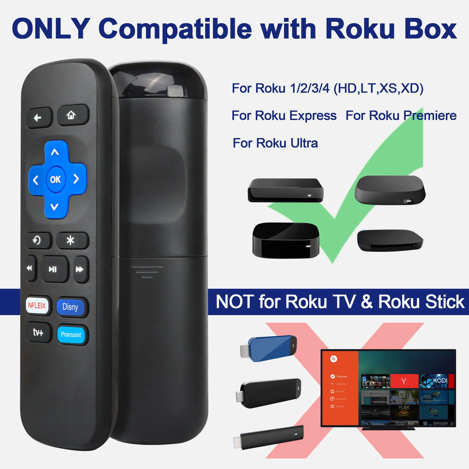 Nuevo uso de Control remoto para decodificador de TV Roku STB 1/2/3/4 Express Premiere Ultra controlador con botones de acceso directo