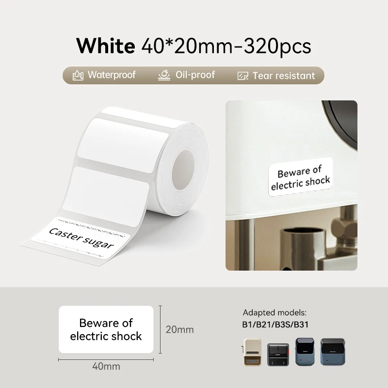 Niimbot Thermisch Label 20-50mm Breedte Ronde/Wit/Kleur Sticker Waterdicht Papier Voor B1 B21 Mini printer Tags Label Maker