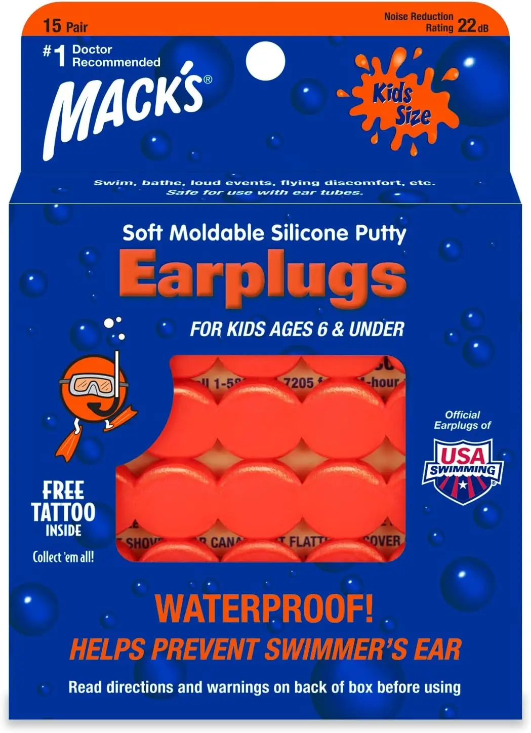 

Moldable Silicone Putty Ear Plugs for Kids, 15 Pair – Small Earplugs for Swimming, Bathing, Travel, Loud Events and Flying