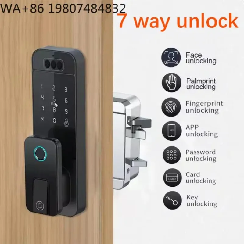 Matter WiFi Digital Rim Lock Alexa  Homekit Compatible 3D Face Palm Vein Video Doorbell Keyless Anti-theft Lock