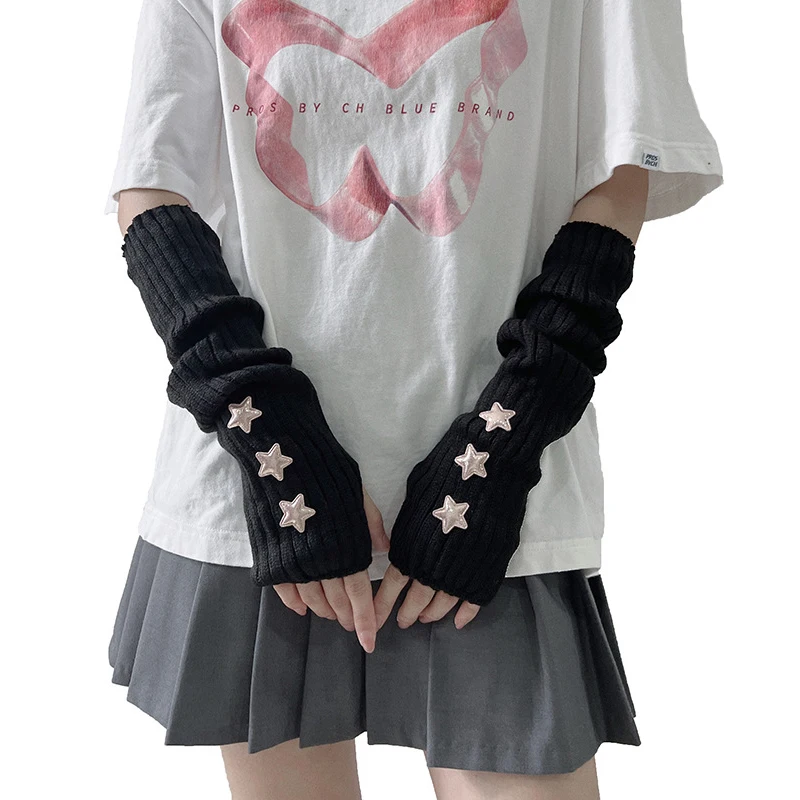 1Pair Fashion Arm Sleeves Cute Trendy Lolita Gloves For Women Girls Street Sweet Cool Sleeves JK Leaky Finger Gloves Gifts