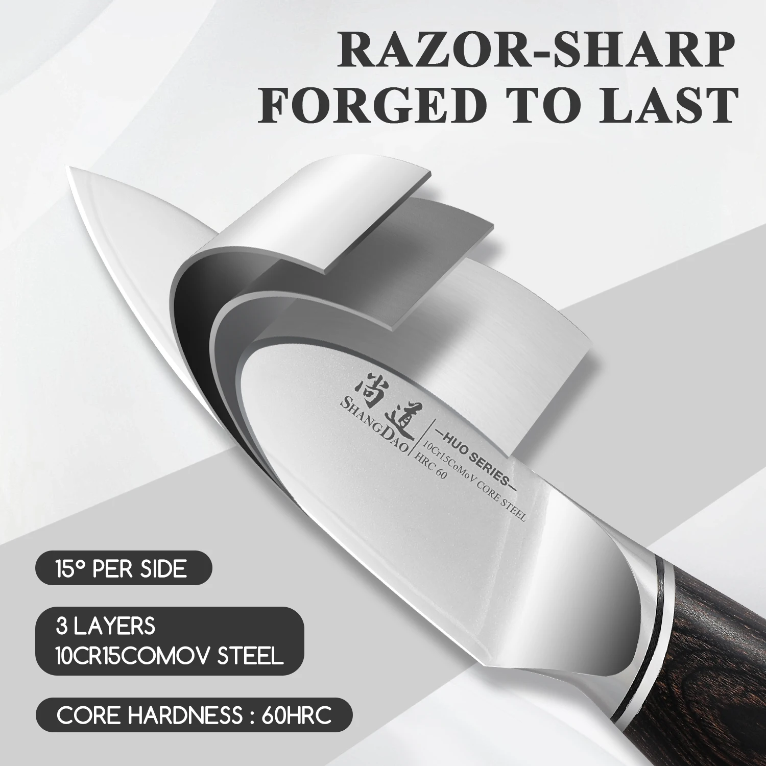 SHANGDAO 3.7 inch Paring Knife, 3 Layers VG10 Alloy Steel Fruit Vegetable Peeling Knives, Pakkawood Handle, with Gift Box