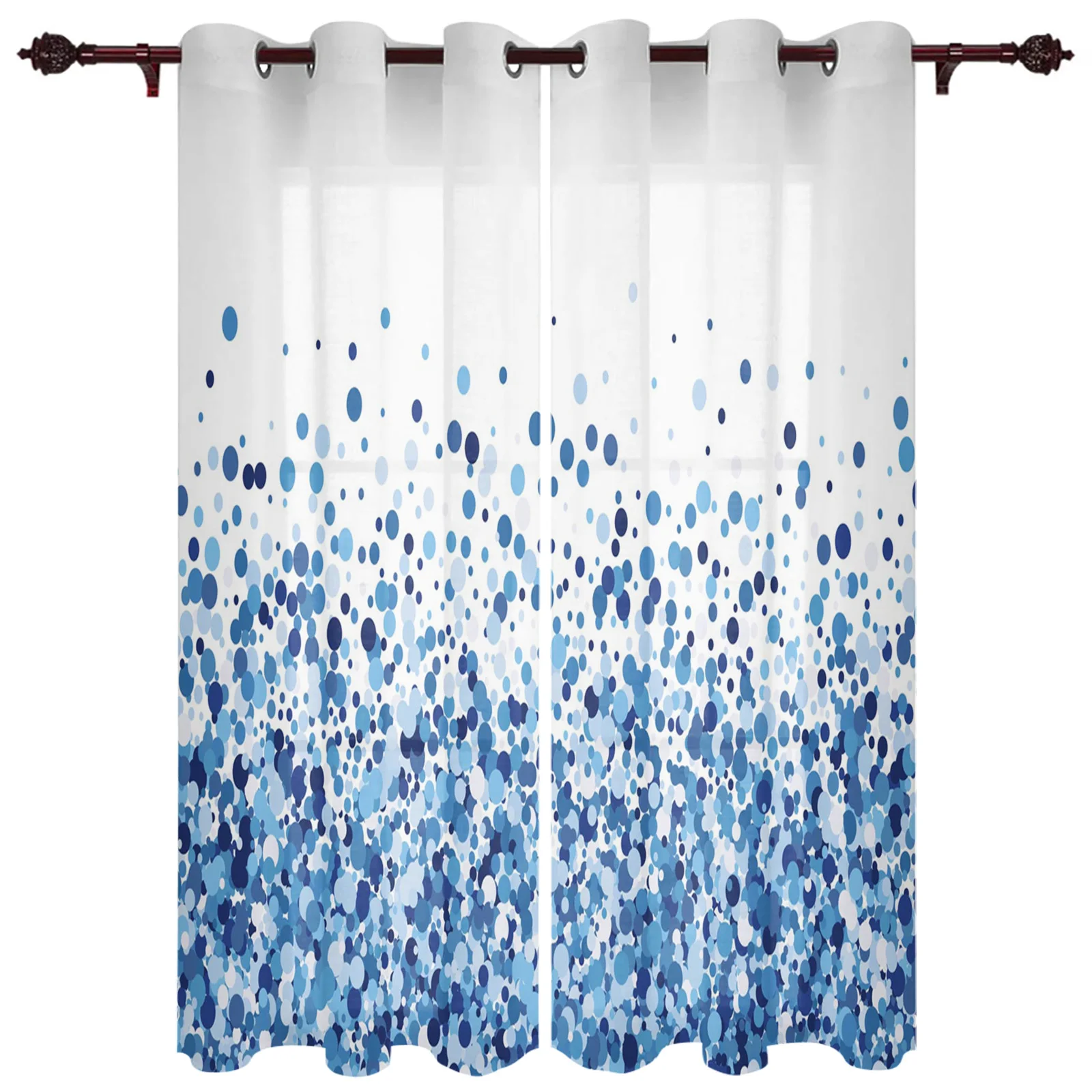 

Blue Dots Circle Window Curtains for Living Room Home Window Blinds Curtains Kitchen Bedroom Indoor Drapes