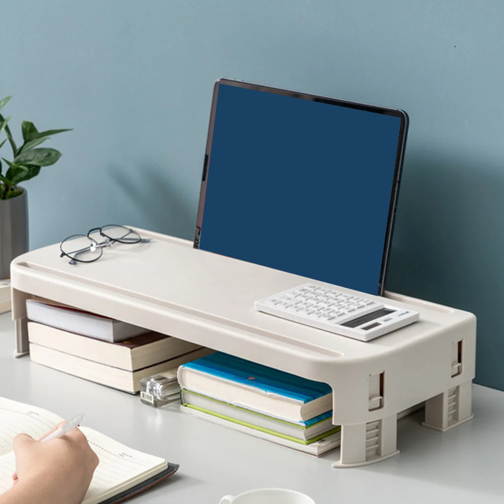 

Ergonomic Monitor Laptop Riser Holder Adjustable Height Office Home Compact Space Saving Strong Durable Desktop For Neck Back