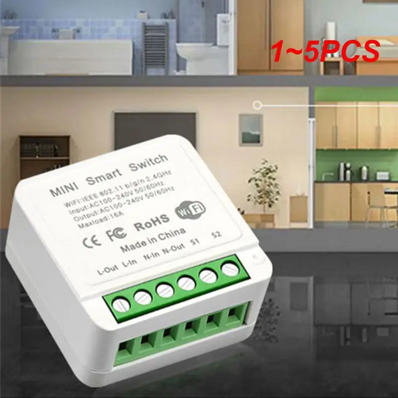 1~5PCS Tuya 2gang Wifi Switch Smart Switch 10A/ 16A Voice Remote Control Breaker Works With Alexa And Home Yandex