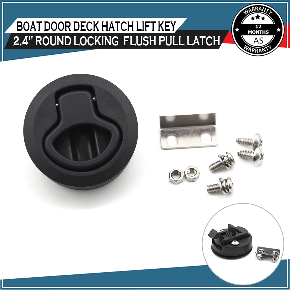 Round Flush Pull Slam Hatch Latch for RV Caravan Boat Marine Deck Hatches Lift Pull Door Locking Locker Yacht Non Key