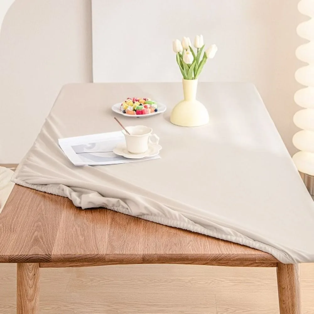 New PU All-Inclusive Tablecloth Oil-Proof Waterproof Desk Cover Solid Color Easy To Clean Table Cloth