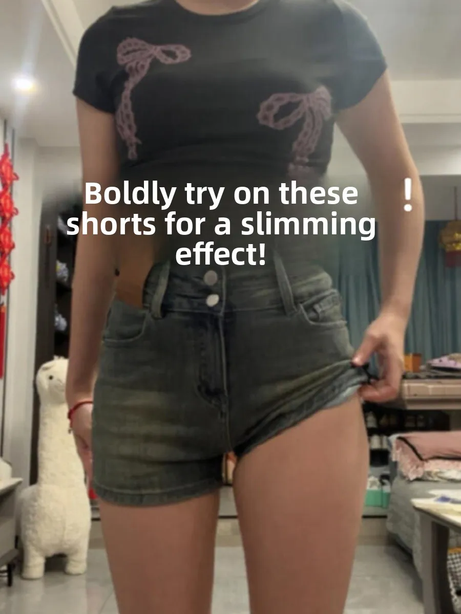 

High Waist Slimming Stretchy Straight Leg Denim Shorts Women's Style Retro American Vintage Spring Summer Hot Pants Spicy Girl