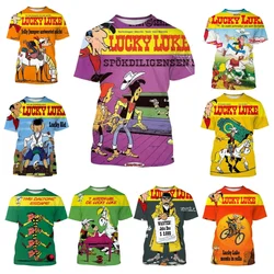 New Funny Lucky Luke Cartoon Animation Pattern T-shirt 3D Print Men's/Women's Short-sleeve O-Neck Unisex Tops Casual Kid T shirt